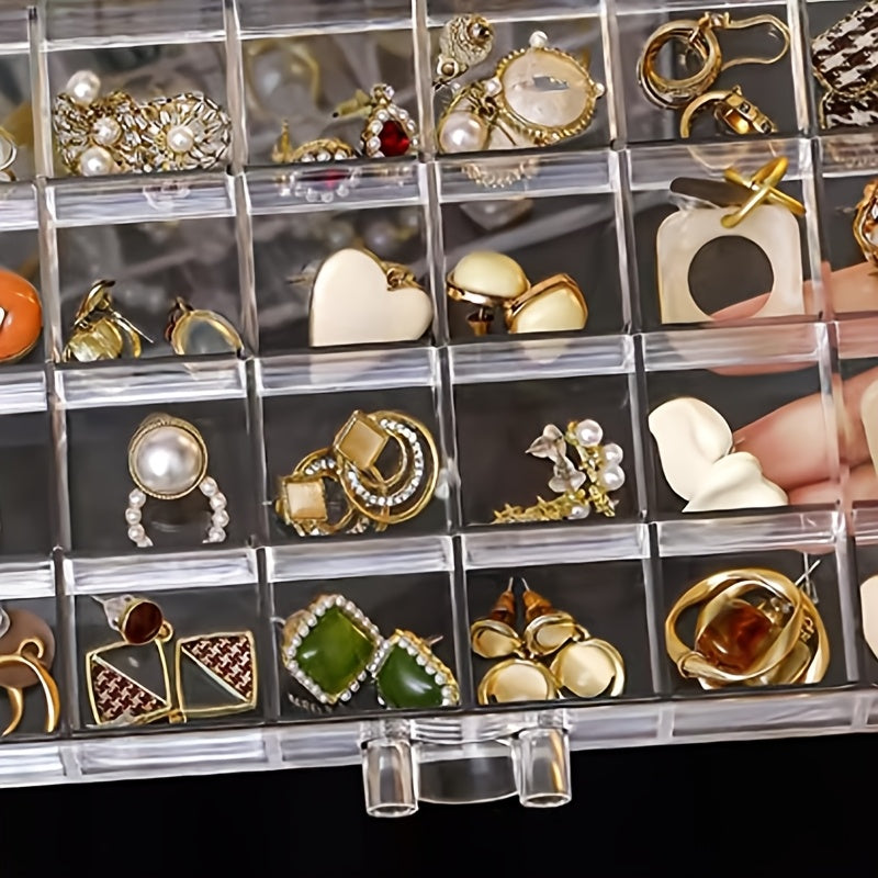Jewelry Organizer Box Acrylic Clear with 5 Drawers & 120 Compartments, Transparent Earring Storage Box Ring Holder Display Stand for Women, Earring Organizer Jewelry Box