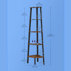 Corner Shelf 4-Tier Ladder Bookshelf & Plant Stand – Industrial Style Space-Saving Corner Shelving Unit for Living Room, Bedroom, Study & Entryway