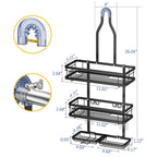 Hanging Shower Rack 5-Piece Set with Soap Holder, Towel & Bathrobe Hook | No-Drill Rust-Proof Adjustable Shower Caddy for Bathroom Storage