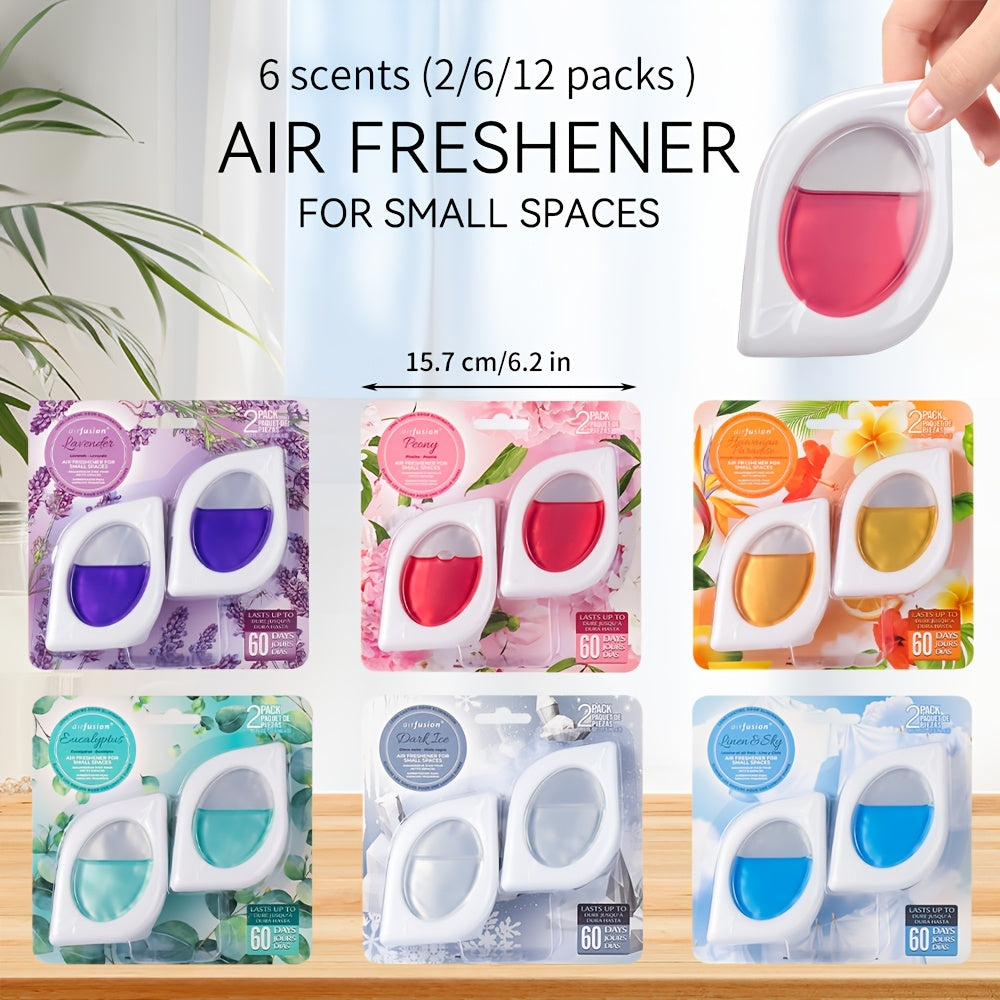 Small Space Air Freshener 2, 6 or 12 Pack – Odor Eliminator for Closets, Bathrooms & Pet Areas, 6 Scents, 0.25 fl oz Each Lasts Up to 30 Days, Fresh Scent Home Deodorizer