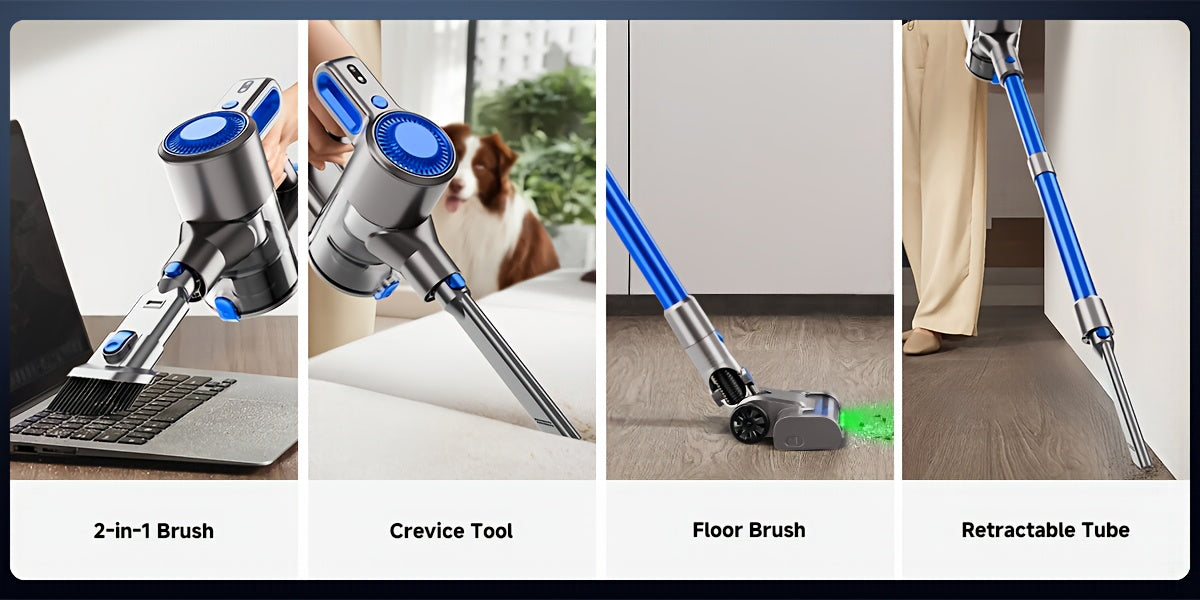 Cordless Vacuum Cleaner 54-64 KPA Lightweight with Anti-Tangle Brush, Removable Battery & Green LED – 45-Min Runtime for Carpet, Pet Hair, Hardwood Floors & Car Detailing