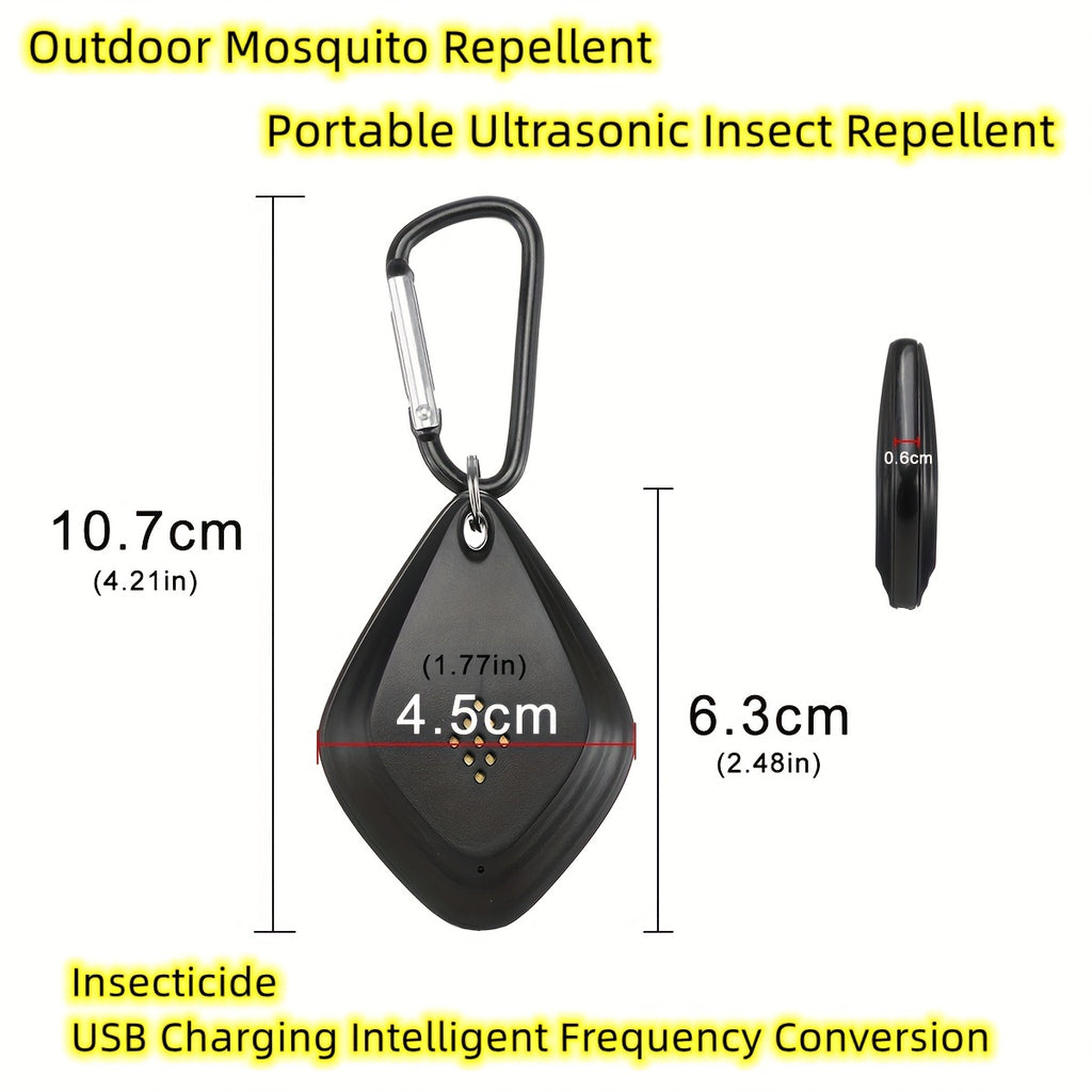 Portable Ultrasonic Mosquito Repellent USB Rechargeable - Soundwave Insect Repeller for Mosquitoes Fleas Ticks Camping Picnic Sports Home Indoor Outdoor Pest Control Device