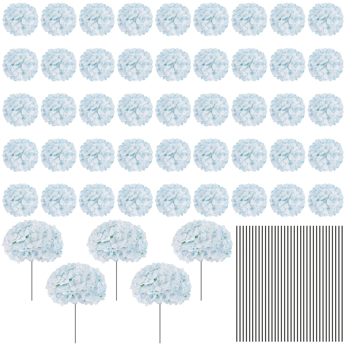 Bulk Artificial Hydrangea Flower Heads 72pcs with Stems - Faux Hydrangea Flowers for Home, Wedding & Party Decorations, Floral Arrangements & Centerpieces