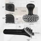 Cast Iron Cleaning Kit with 316 Stainless Steel Chainmail Scrubber – Cleaning Brush, Pan & Grill Scrapers for Skillet, Wok, Grill & Pre-Seasoned Cookware, Ergonomic Cast Iron Care Set