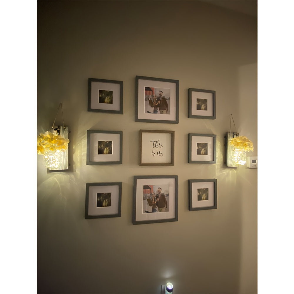 Mason Jar Wall Decor Set of 2 – Rustic Farmhouse Wall Sconces with Ivory Hydrangea Flowers & Light Fixture | Handmade Home Decor