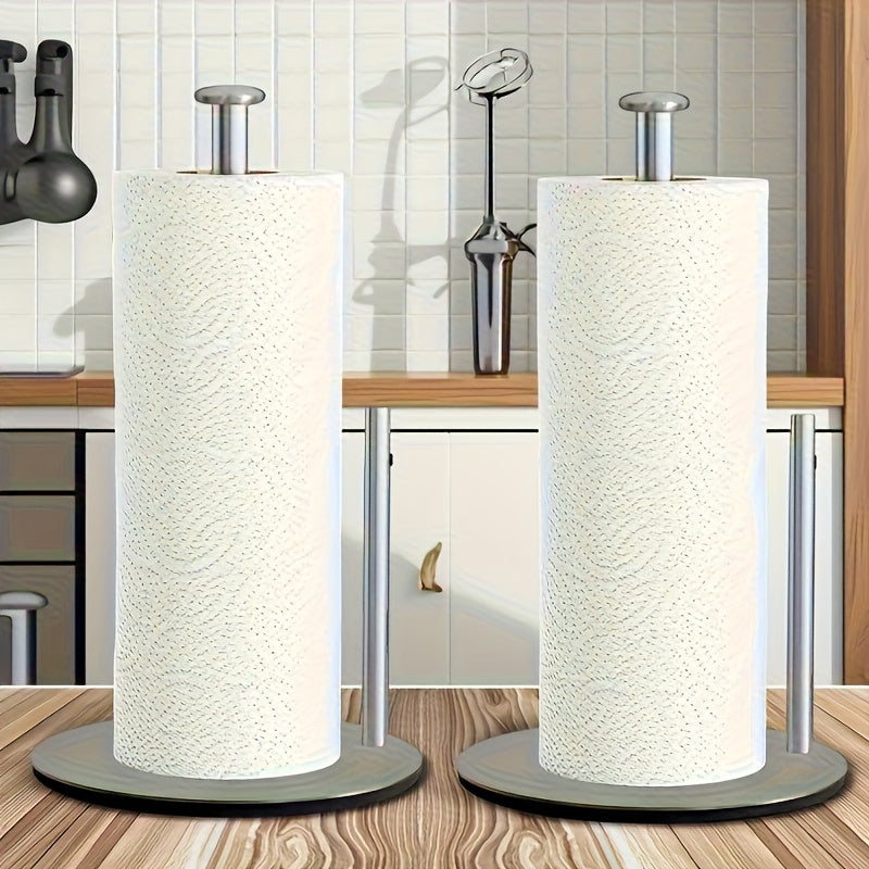 Stainless Steel Paper Towel Holder with Weighted Base – Heavy Duty Countertop Organizer Space Saving Modern Kitchen Essential – Black Silver Gold