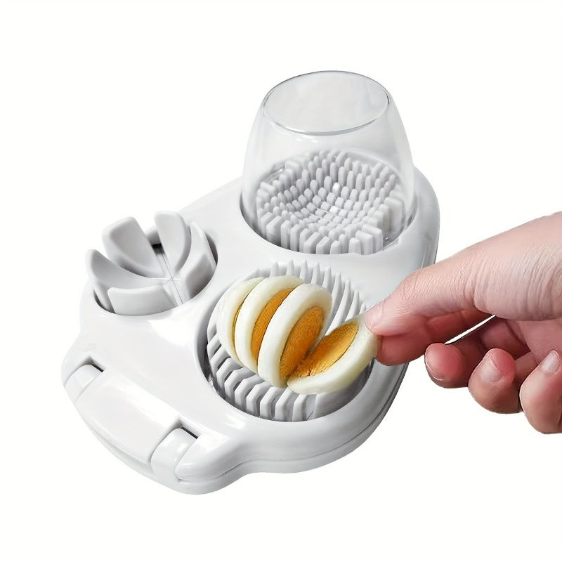 Egg Slicer 3-in-1 Heavy Duty Manual Egg Cutter with Circular Blade - Slice Crush and Cut Eggs Easily, Multifunctional Egg Tool for Home & Commercial Kitchen