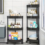 Rotating Corner Shelf for Bathroom – Fan-Shaped 3-Tier 90° Space-Saving Storage Rack with Hollow Drainage | Thickened Plastic Corner Organizer for Kitchen, Bedroom & Living Room | White & Black