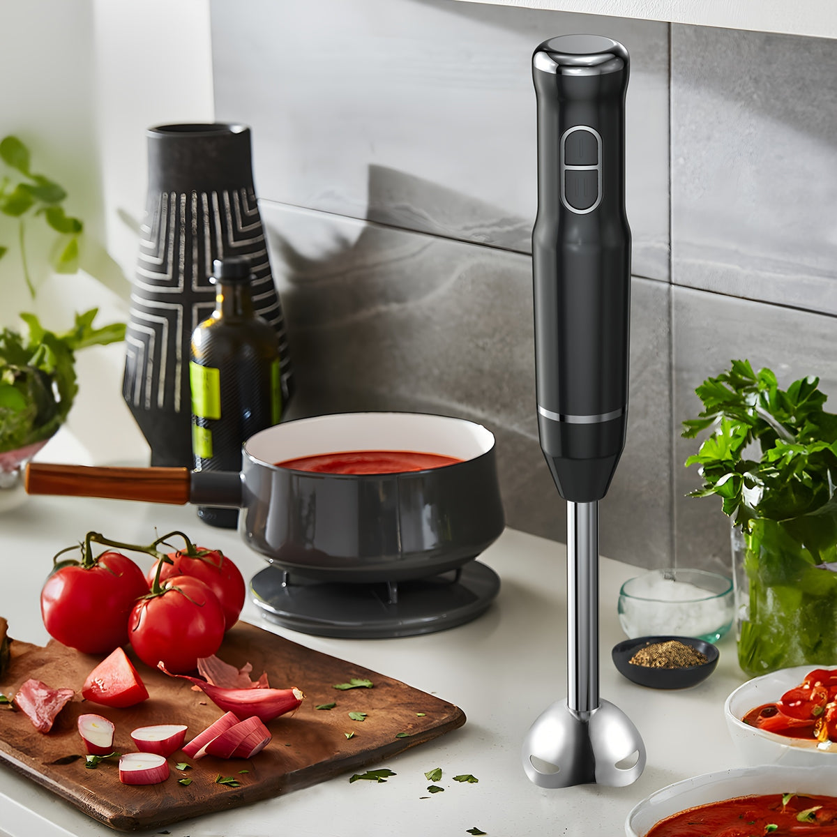 400W Immersion Hand Blender Stick Mixer with 304 Stainless Steel Blades, 2 Speeds & Turbo Mode, Detachable Base – 5-in-1 Set Available, Perfect for Soups, Smoothies, Purees & Baby Food