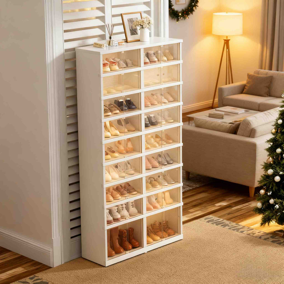 Shoe Rack with Clear Shoe Boxes 3 6 9 Tier Foldable Stackable Plastic Organizer for Closet Entryway Bedroom – Holds 6 12 or 18 Pairs