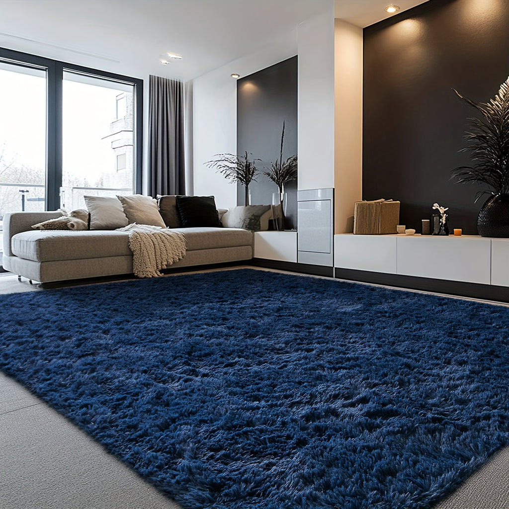 Velvet Shag Area Rug with Non-Slip Backing – Super Soft Plush Indoor Carpet for Living Room, Bedroom & Kitchen, Tie-Dye & Solid Colors, 5 Sizes