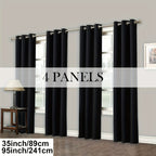Room Darkening Blackout Curtains 4-Pack – Grommet Top Plain Weave Sun Blocking Drapes for Living Room & Bedroom, 9 Colors, 7 Size Options, Woven Polyester