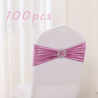 100pcs Metal Spandex Chair Bow Buckle Sliders – Stretchable Elastic Seat Strap Fasteners for Wedding, Party & Banquet Chair Decorations | Gold, Silver, Rose Gold & More