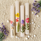 Floral Cone Shaped Decorative Candles 4 Pack 10 Inch Cylindrical Beeswax Taper Candles for Holiday Parties Valentine's Day Mother's Day Wedding Table Centerpiece Home Decor Gift