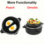 Electric Egg Cooker 7-Egg Capacity Rapid Egg Boiler with Musical Buzzer & Overheat Protection - Hard Soft Medium Boiled Eggs, Egg Poacher & Mini Food Steamer - Easy Clean, Black