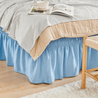 Elastic Wrap Around Bed Skirt No-Lift, 15 Inch Drop Microfiber Dust Ruffle, 30 Fade-Resistant Colors, Machine Washable, Twin Full Queen King Size