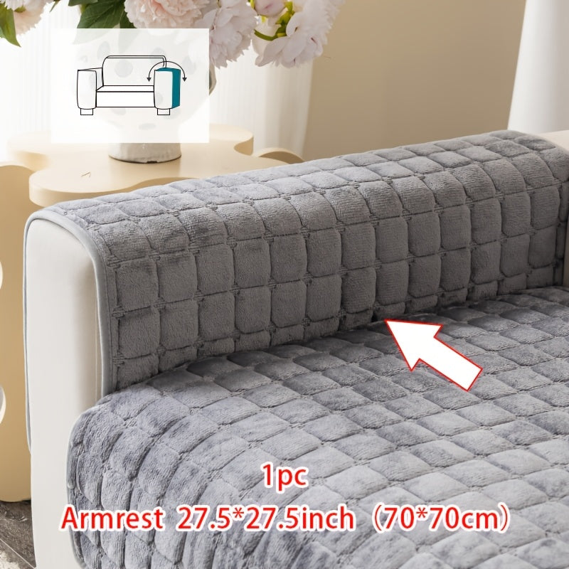 Short Plush Sofa Cover Soft Thick Pet Friendly All Season Sofa Protector Machine Washable for 1 2 3 4 Seater Living Room Bedroom Office Winter