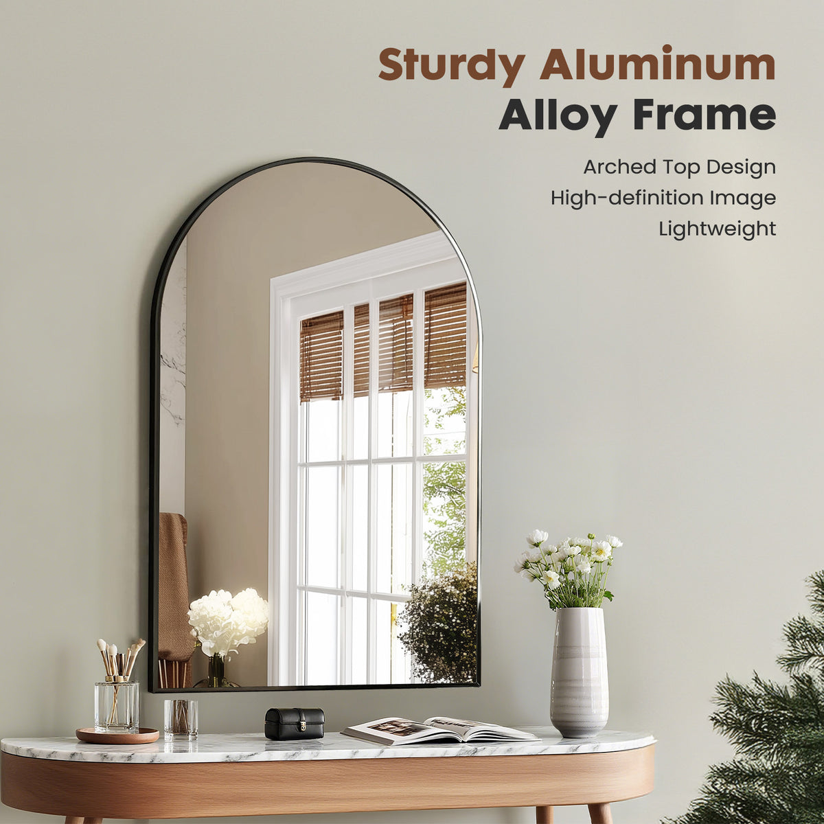 Arched Bathroom Mirror Wall Mounted Metal Frame Vanity Makeup Mirror in Gold or Black – 22x30, 24x36, 26x38 Inch for Bathroom Bedroom Entryway & Living Room
