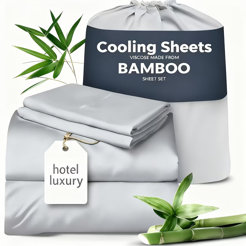Bamboo Bed Sheets Set 1660TC Ultra Soft Deep Pocket Cooling 3/4pcs – Luxury Fitted Sheet & Pillowcase Set for Twin Full Queen King, 14 Colors