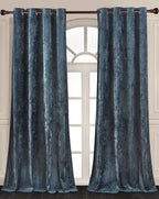 Luxury Distressed Crushed Velvet Curtains - 4-Piece Set (2 Panels + 2 Tiebacks), Grommet Top, Room Darkening | 10 Colors, 3 Sizes