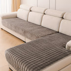 Quilted Short Plush Sofa Protector Set of 2 Ultra Soft Thick Non-Slip Sofa Mat – Pet Friendly, Machine Washable, Fits 3-Seater Sofa, Chaise & Bed Chair, Contemporary Home Decor