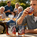 US 250th Anniversary Whiskey Decanter & Glass Bottle Set 2-Piece – Patriotic Commemorative Barware Gift for Father's Day, July 4th & Home Bar Decor