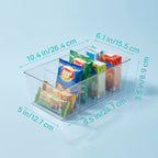 8-Pack Clear Plastic Food Storage Organizer Bins with 4 Compartments – Removable Dividers for Pantry, Kitchen, Fridge & Cabinet Organization of Snacks, Spice Packets & Pouches