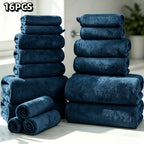 16-Piece Ultra-Soft Coral Fleece Bath Towel Set – 4 Bath Towels, 6 Hand Towels & 6 Washcloths | Quick-Dry, Highly Absorbent | Home, Hotel & Spa
