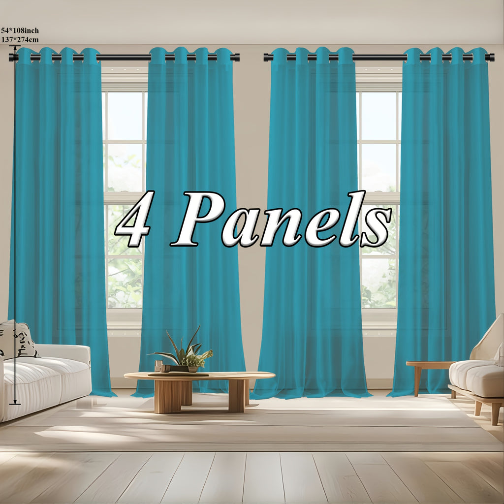 Sheer Curtains Semi Transparent Panels with Top Loop Pleated Header for Bedroom Living Room – Set of 2 or 4, 70-80G Lightweight Fabric, Multiple Sizes & Colors