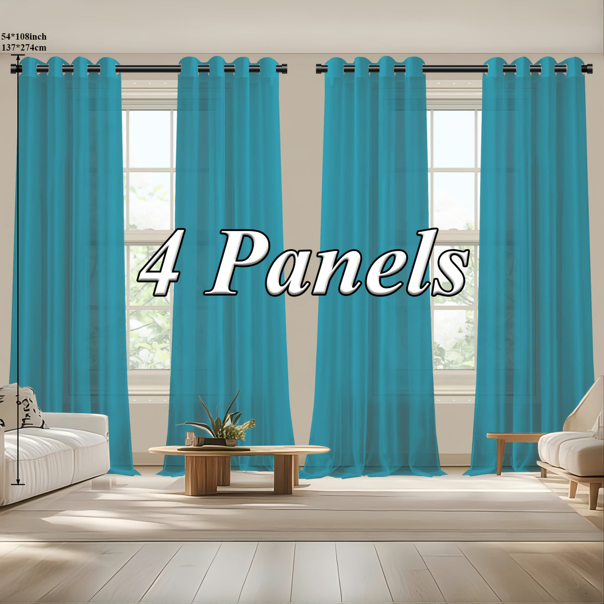 Sheer Curtains Semi Transparent Panels with Top Loop Pleated Header for Bedroom Living Room – Set of 2 or 4, 70-80G Lightweight Fabric, Multiple Sizes & Colors