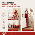 Heavy-Duty Folding Step Ladder 2 3 4 5 Step 500 Lbs Capacity Non-Slip Lightweight Portable Plastic Stepladder for Home and Industrial Use