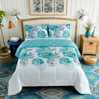Reversible Floral Comforter Set 2/3 Piece – Dual-Sided Pattern & Color, Lightweight All-Season Quilt with Pillowcases, Soft Bedding Set Twin Queen King