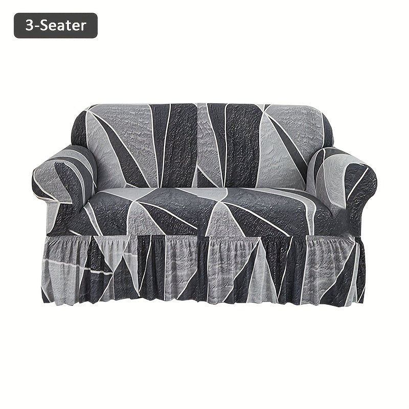 Printed Skirt Sofa Slipcover 1pc - Elastic Pet Anti-Dirt All-Purpose Sofa Protection Cover for Living Room Home Decor Sofa Cushion Cover