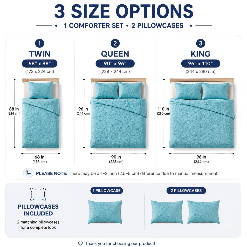 Lightweight Embossed Blanket Set with Pillowcases – Ultra Soft Textured Bed Blanket Twin Queen King, Breathable All Season Blanket for Bedroom Sofa Couch