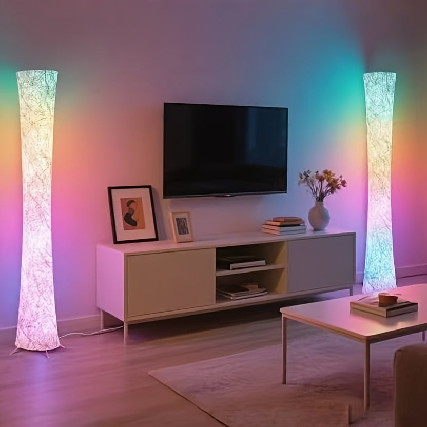 Smart RGB LED Floor Lamp with Music Sync App & Remote Control Dimmable Color Changing Standing Light for Living Room Bedroom Office