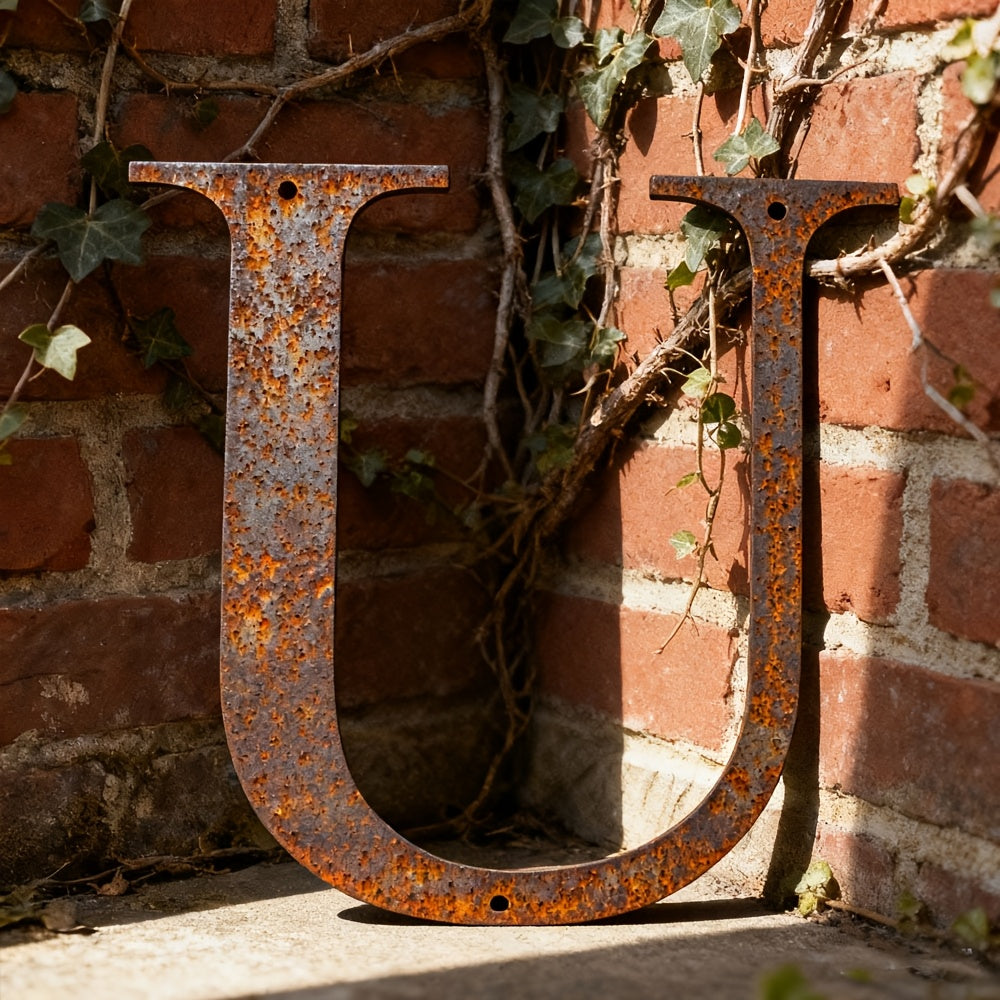 Rustic Metal Letter Wall Decor 12-Inch Tall Slim Iron Alphabet A-Z, Vintage Industrial Wall Art Sign for Home Kitchen Bar Shop, Personalized Name Monogram Holiday Gift for Christmas Thanksgiving – 26 Letters