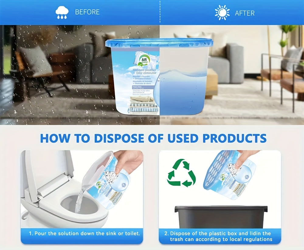Dehumidifier Boxes 6-Pack Scented Moisture Absorber & Odor Eliminator – No Electricity, Compact PVC, 4 Scents for Closet, Bathroom, Bedroom, RV & Boat (Lavender, Fresh Linen, Jasmine, Bamboo Charcoal)
