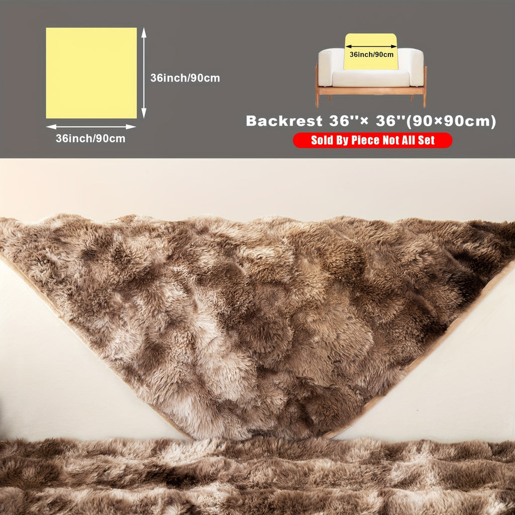 Faux Lamb Fluffy Sofa Cover Modern Gradient – Thick Plush Pet-Friendly Polyester Sofa Protector, Machine Washable 450-500g Fabric for Single, Double, Triple & Combination Sofas
