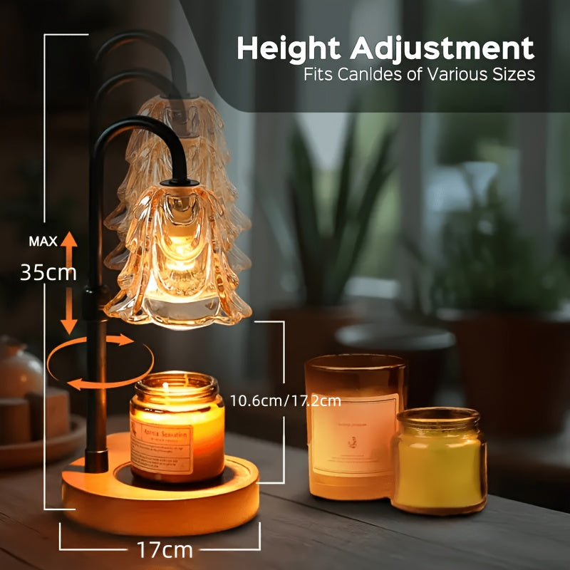 2/4-Pack Candle Warmer Lamp with Wooden Base & Glass Shade, Dimmable 12-Hour Timer, Height & Brightness Adjustable Wax Warmer for Jar Candles, Home Decor Gift for Wife, Mom & Friends (Bulb Not Included)