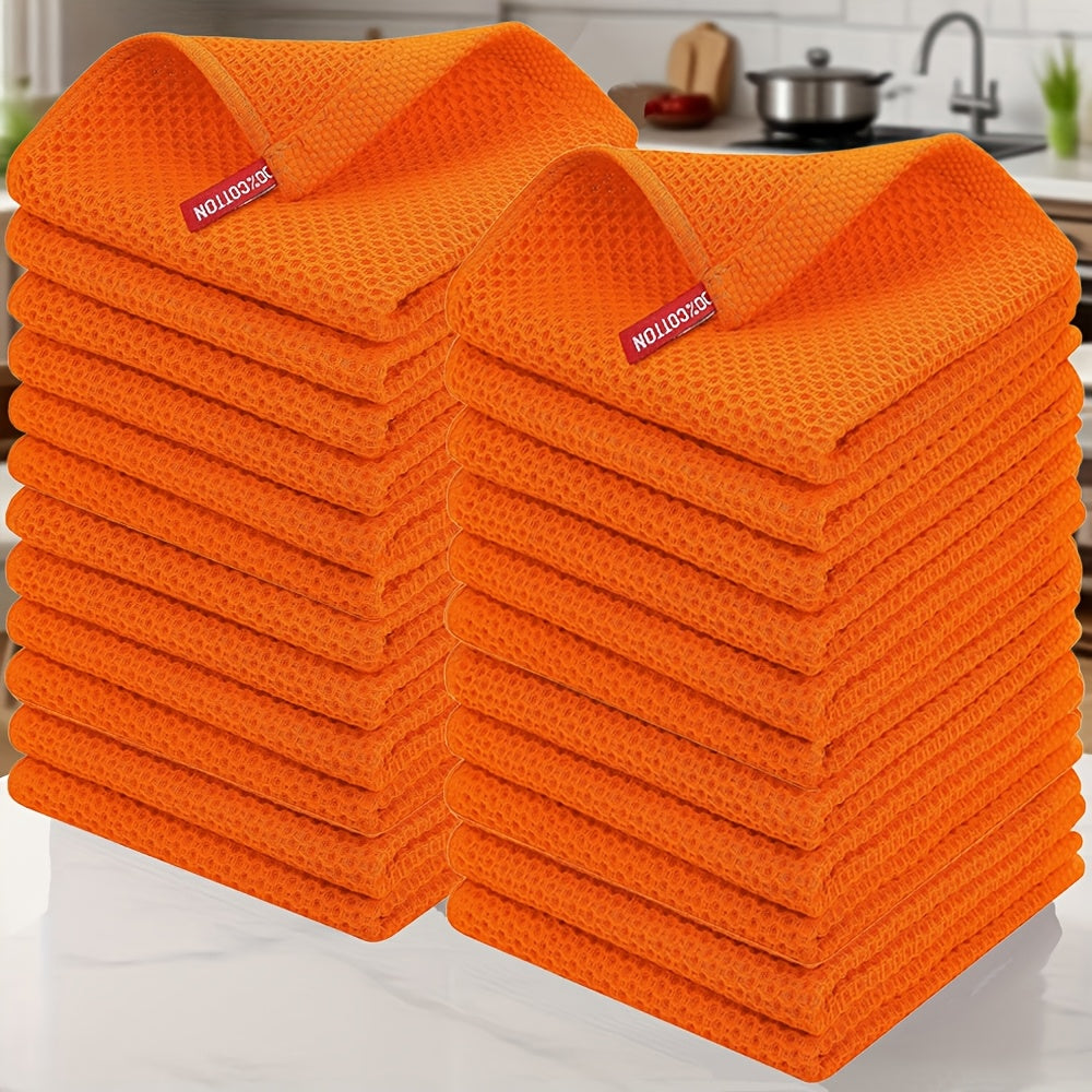 23-Piece Cotton Waffle Weave Kitchen Dish Cloths Set Absorbent Quick-Dry Dish Towels 12x12 Inch Multi-Color Options