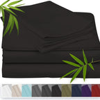 Bamboo Cooling Bed Sheet Set with Deep Pocket Fitted Sheet & Pillowcases – Breathable Soft Bedding for Hot Sleepers, Queen King Full Cal King Twin