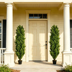 Artificial Cedar Topiary Trees 2-Pack - UV-Resistant Faux Greenery for Outdoor & Indoor, Modern Faux Topiary for Patio, Garden, Entryway & Office Decor