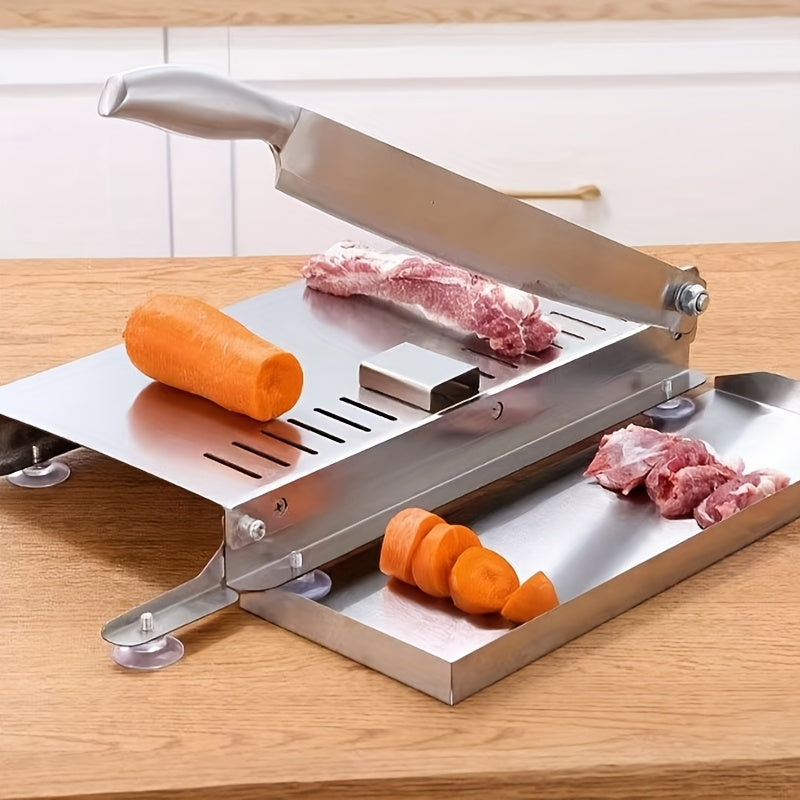 Manual Meat Slicer Stainless Steel for Frozen Meat & Beef Rolls – Easy-Clean Handheld Cutter for Hot Pot, Shabu Shabu, BBQ, Vegetables & Soft Bone, Home Kitchen (Model ZD-01)