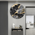 Modern Large Glass Wall Clock with Marble Texture – Silent Non-Ticking, 14, 20 & 24 Inch, AA Battery, Luxury Wall Decor for Living Room, Bedroom, Kitchen & Office, Housewarming Gift