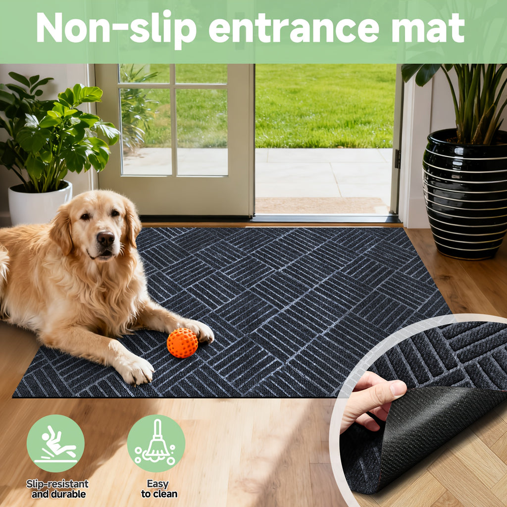 Hallway Runner Rug Non-Slip Vintage Diamond Pattern Machine Washable Rubber Backed – Kitchen, Entryway & Living Room Runner, 5 Sizes, Dark Gray & Dark Red