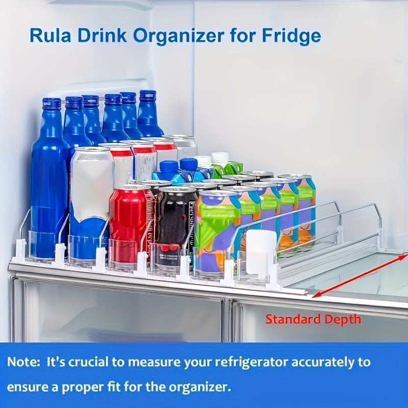 Adjustable Fridge Organizer for Soda Cans Water Bottles Space-Saving Refrigerator Beverage Rack for Pantry Kitchen Cabinet - Stackable Can Organizer Storage, 3-5 Columns