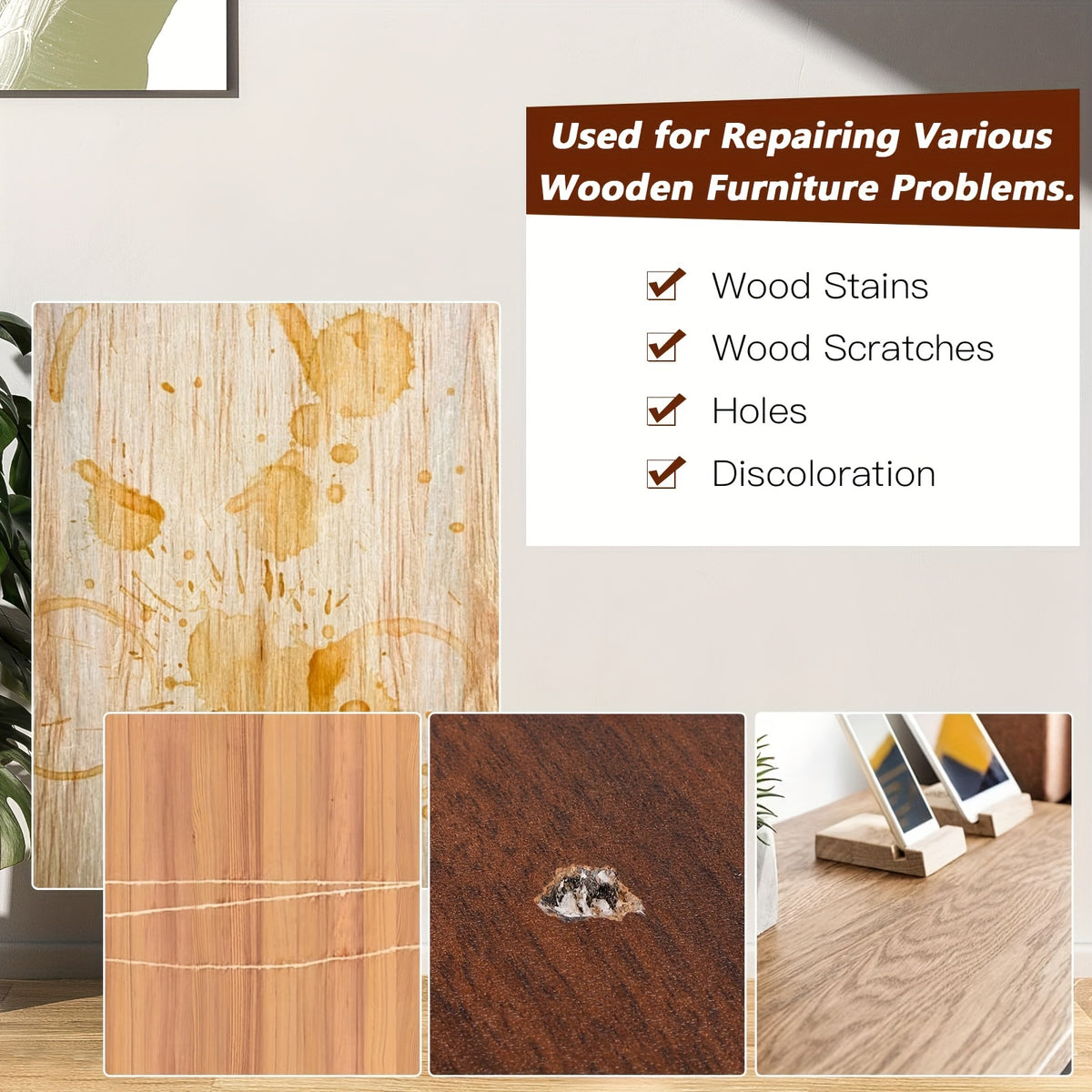 Wood Furniture Repair Kit 14 Piece Scratch Repair Filler Wood Putty Wax Touch Up Kit for Hardwood Floors Laminate Tables Doors Cabinets Walnut Colors Restore Cracks Holes