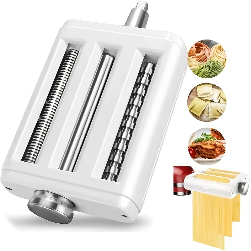 3-in-1 Stainless Steel Pasta Maker Attachment for Stand Mixers – Homemade Spaghetti, Fettuccine & Noodle Making Kit