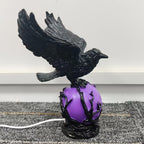 Raven Moonlight Gothic Statue Lamp – Mysterious Raven on a Glowing Sphere, Fantasy Home Decor Light for Bedroom, Study Room & Office – Unique Gift for Gothic Collectors