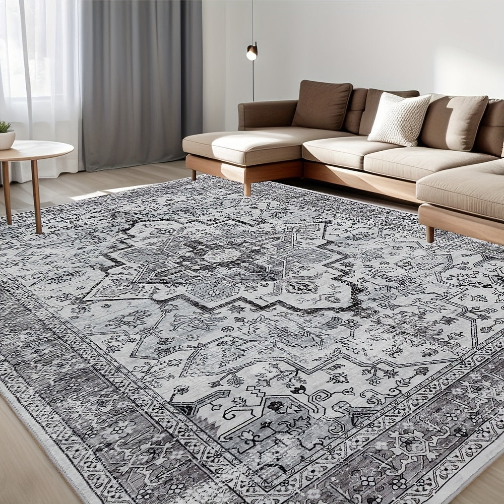 Bohemian Area Rug Washable Ultra-Soft Non-Slip Retro Foldable Living Room Bedroom Rug Beige Grey 4x6 5x7 6x9 8x10 9x12